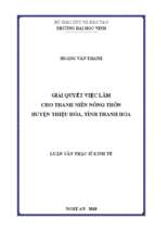 Giải quyết việc làm cho thanh niên nông thôn huyện thiệu hóa, tỉnh thanh hóa