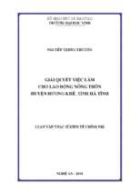 Giải quyết việc làm cho lao động nông thôn huyện hương khê, tỉnh hà tĩnh