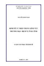 Kinh tế tư nhân trong lĩnh vực thương mai  dịch vụ ở hà tĩnh   