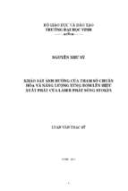 Khảo sát ảnh hưởng của tham số chuẩn hóa và năng lượng xung bơm lên hiệu xuất phát của laser phát sóng stokes