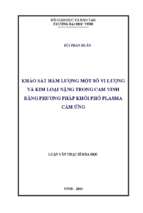 Khảo sát hàm lượng một số nguyên tố vi lượng và kim loại nặng trong cam vinh bằng phương pháp phố phổ plasma cảm ứng   