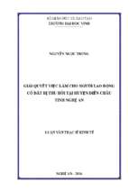 Giải quyết việc làm cho người lao động có đất bị thu hồi tại huyện diễn châu tỉnh nghệ an   