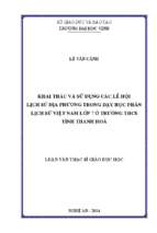 Khai thác và sử dụng các lễ hội lịch sử địa phương trong dạy học phần lịch sử việt nam lớp 7 ở trường thcs tỉnh thanh hóa   