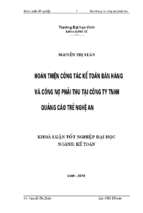 Hoàn thiện công tác kế toán bán hàng và công nợ phải thu tại công ty tnhh quảng cáo trẻ nghệ an 