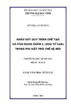 Khảo sát quy trình chế tạo và ứng dụng chấm lượng tử sdse trong pin mặt trời thế hệ mới   luận văn thạc sỹ vật lý 