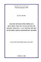 Giáo dục kỹ năng sống thông qua hoạt động ngoài giờ lên lớp cho học sinh 4  5 các trường tiểu học huyện bình chánh, thành phố hồ chí minh   