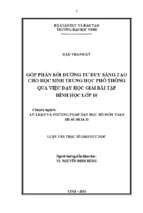 Góp phần bồi dưỡng tư duy sáng tạo cho học sinh trung học phổ thông qua việc dạy học giải bài tapạ hình học lớp 10 