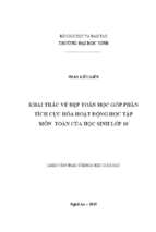 Khai thác vẻ đẹp toán học góp phần tích cực hóa hoạt động học tập môn toán của học sinh lớp 10   