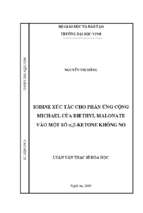 Iodine xúc tác cho phản ứng cộng michael của diethyl malonate vào một số [an pha, bê ta] ketone không no