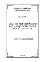 Khảo sát điều kiện nghịch đảo mật độ cư trú trong một số loại laser