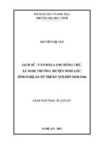 Lịch sử   văn hóa làng đông chử, xã nghi trường, huyện nghi lộc, tỉnh nghệ an (từ thế kỷ xvii đến năm 2014)   