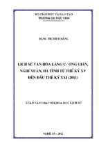 Lịch sử văn hóa làng cương gián, nghi xuân, hà tĩnh từ thế kỷ xv đến đầu thế kỷ xxi (2011)   