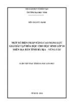 Một số biện pháp nâng cao năng lực giải bài tập hóa học cho học sinh lớp 10 trên địa bàn tỉnh bà rịa   vũng tàu   
