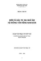 Miêu tả đặc trưng ngữ âm hệ thông vần tiếng nam đàn 