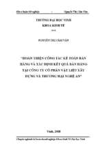 Hoàn thiện kế toán bán hàng và xác định kết quả kinh doanh tại công ty cổ phần vật liệu xây dựng và thương mại nghệ an 