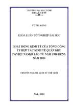 Hoạt động kinh tế của tổng công ty hợp tác kinh tế quân khu iv (việt nam) ở lào từ năm 1998 đến năm 2010   