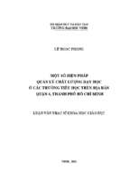 Một số biện pháp quản lý chất lượng dạy học ở các trường tiểu học trên địa bàn quận 4, thành phố hồ chí minh 