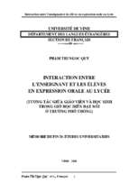 Interaction entre l'enseignant et les élèves en expression orale au lycée 