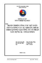 Hoàn thiện công tác kế toán tiền lương và các khoản trích theo lương tại công ty cổ phần xây dựng 16   vinaconex   