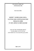 Lịch sử   văn hóa làng văn la xã lương ninh   huyện quảng ninh   tỉnh quảng bình từ giữa thế kỷ xvi đến năm 1945   