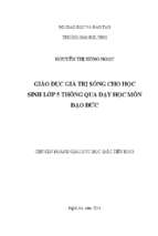 Giáo dục giá trị sống cho học sinh lớp 5 thông qua dạy học môn đạo đức 