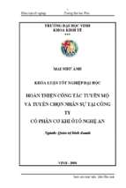 Hoàn thiện công tác tuyển mộ và tuyển chọn nhân sự tại công ty cổ phần cơ khí ô tô nghệ an 