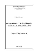 Giải quyết việc làm cho thanh niên thành phố hà tĩnh, tỉnh hà tĩnh