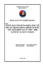 Giảng dạy nội dung khoa học kỹ thuật trong khóa trình lịch sử thế giới hiện đại từ 1945   2000(lịch sử 12, ban cơ bản)   