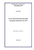 Lời văn nghệ thuật trong truyện ngắn của nguyễn công hoan trước 1945 