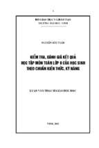 Kiểm tra, đánh giá kết quả học tập môn toán lớp 8 của học sinh theo chuẩn kiến thức, kỹ năng