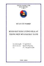 Khảo sát hàm lượng oxalat trong một số loại rau xanh   