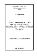 Giáo dục chính trị, tư tưởng cho đội ngũ giảng viên trường đại học sư phạm kỹ thuật vĩnh long