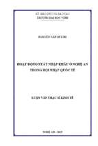 Hoạt động xuất nhập khẩu ở nghệ an trong hội nhập quốc tế   