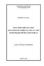 Hoàn thiện kiểm tra thuế đối với doanh nghiệp của chi cục thuế huyện thanh chương, tỉnh nghệ an   