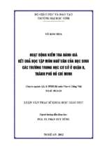 Hoạt động kiểm tra đánh giá kết quả học tập môn ngữ văn của học sinh các trường trung học cơ sở ở quận 8, thành phố hồ chí minh   