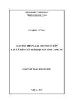 Giáo dục pháp luật cho người dân các xã biên giới trên địa bàn tỉnh long an