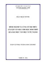 Hình thành và củng cố tri thức lí luận văn học cho học sinh thpt qua dạy học văn học nước ngoài   