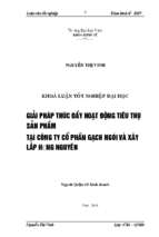 Giải pháp thúc đẩy hoạt động tiêu thụ sản phẩm tại công ty cổ phần gạch ngói và xây lắp hưng nguyên 