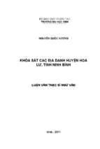 Khảo sát các địa danh huyện hoa lư, tỉnh ninh bình