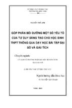 Góp phần bồi dưỡng một số yếu tố của tư duy sáng tạo cho học sinh thpt thông qua dạy học bài tập đại số và giải tích 