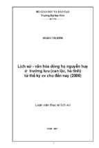 Lịch sử   văn hóa dòng họ nguyễn duy ở trường lưu (can lộc, hà tĩnh) từ thế kỉ xv đến nay (2006) 