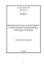 Hoạt động du lịch tại các di tích lịch sử   văn hóa cấp quốc gia thành phố vinh thực trạng và giải pháp   