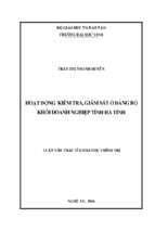 Hoạt động kiểm tra, giám sát ở đảng bộ khối doanh nghiệp tỉnh hà tĩnh