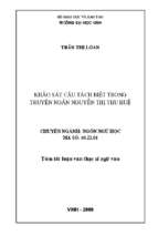 Khảo sát câu tách biệt trong truyện ngắn nguyễn thị thu huệ (qua tập 37 truyện ngắn nguyễn thị thu huệ) 