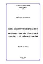 Hoàn thiện công tác kế toán thuế tại công ty cỏ phần dược hà tĩnh 