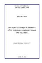 Huy động nguồn lực để xây dựng nông thôn mới ở huyện như thanh tỉnh thanh hóa   