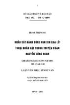 Khảo sát hành động van xin qua lời thoại nhận vật trong truyện ngắn nguyễn công hoan