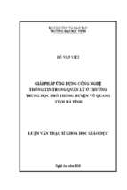 Giải pháp ứng dụng công nghệ thông tin trong quản lý ở trường trung học phổ thông huyện vũ quang tỉnh hà tĩnh