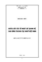 Khảo sát các tu từ chỉ quan hệ gia đình trong tục ngữ việt nam 