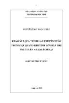 Khảo sát quấ trình lan truyền xung trong sợi quang khi tính đến hấp thụ phi tuyến và khuếch đại